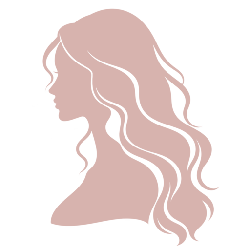 Minimalistischer weicher Frauenprofil-Silhouette mit langen Wellen